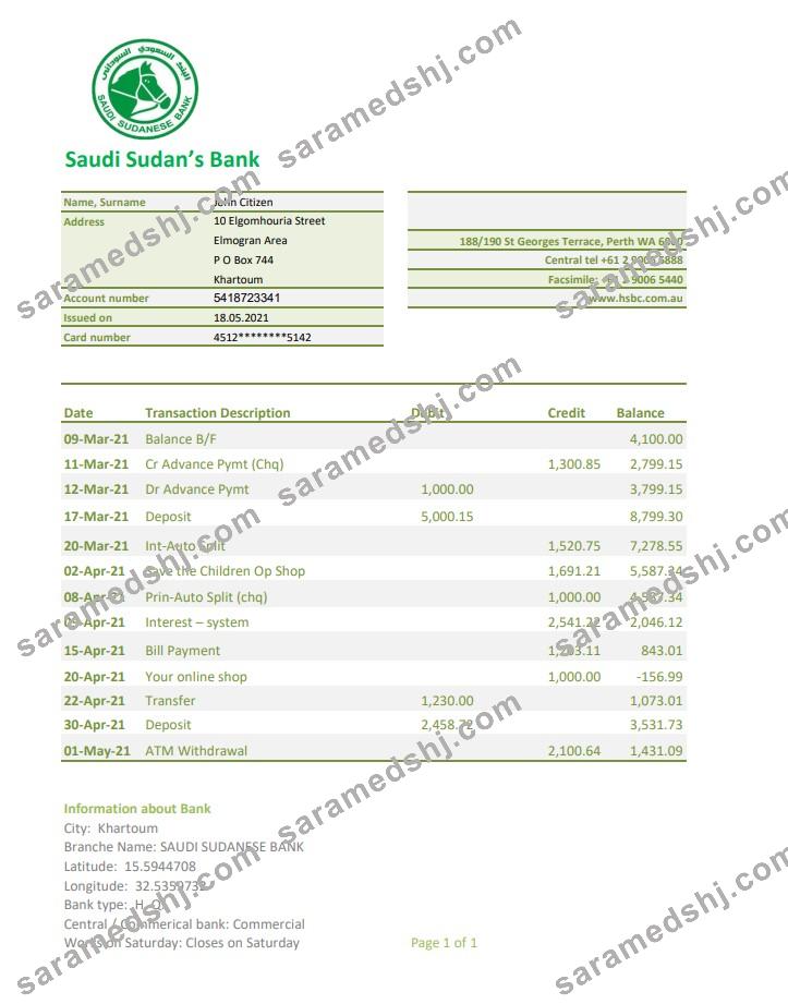 Sudan Saudi Sudanese Bank excel pdf